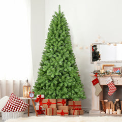 7.5ft Christmas Tree with Memory Wire, 1200 Tips Hinged Artificial PVC Tree, Easy Setup Green Xmas Tree for Indoor Holiday Decoration