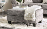 Transitional Style Upholstery Ottoman Gray Finish Conversational Design Box Cushion Tapered Legs