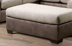 Upholstery Ottoman Contemporary Style Brown And Light Brown Finish Two Tone And Tapered Plastic Legs