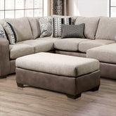 Upholstery Ottoman Contemporary Style Brown And Light Brown Finish Two Tone And Tapered Plastic Legs