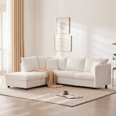 90*80" Modern Modular Sectional Sofa with Deep Seat,Vertical Stripes,5 Seat Corner Couch with Movable Ottoman,Throw Pillows,L-Shaped Comfy Cloud Indoor Furniture for Living Room,Apartment,3 Colors