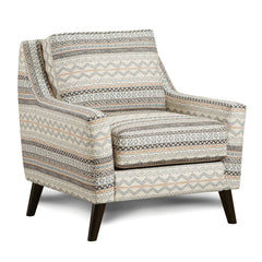 Transitional Style 1pc Chair Woven Fabric Wooden Legs Sloping Arms Gel Foam Padded Multi Finish