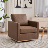 30.7"W Upholstered Square Swivel Accent Chair and Comfy Accent Single Sofa Chair, 360 Degree Club Chair, Lounge Armchair for Living Room Bedroom Apartment Nursery.Coffee PU