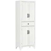 HOMCOM 67" Tall Freestanding Kitchen Pantry Cabinet, 4-Door Storage Cabinet with Drawer and Adjustable Shelves for Dining Room, White