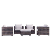 Fully Assembled Patio Chair Set with Cushions & Ottomans (5 Pieces)