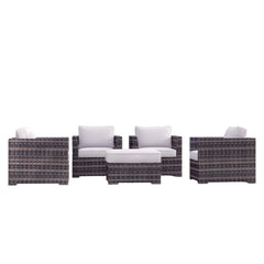 Fully Assembled Patio Chair Set with Cushions & Ottomans (5 Pieces)