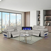 Nova Modern Style Sectional with 1 Console (Reading Light), Wedge with Bluetooth speaker, LED and Lifting wine cabinet - Gray