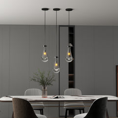 Raindrop Pendant Lights, Modern Black Pendant Lights for Kitchen Island, Dining Room Light Fixture Raindrop Chandelier, Chandelier for Living Room Hallway,Not including The Bulb