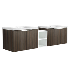 72 Inch Soft Close Doors Bathroom Vanity With Sink, A Small Storage Shelves, 30" and 12" Combination Cabinet,(KD-Packing)