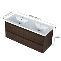 48 Inch Bathroom Vanity With Dual Sink, Resin Sink, 4 Soft Close Drawers, 48x18