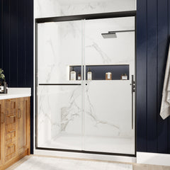 50in. -54 in. x 72 in. Traditional Sliding Shower Door in Matte black with Clear Glass