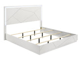 Manhattan Queen 5-Piece Bedroom Set – Modern Design with Lacquer Finish, Geometric Accents, and LED Lighting (CA Inventory)