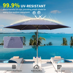 7.5FT Patio Umbrella, Outdoor Table Umbrella with Push Button Tilt and Crank, UV Protection Waterproof Market Sun Umbrella with 6 Sturdy Ribs for Garden, Deck, Backyard, Pool (Navy Blue)