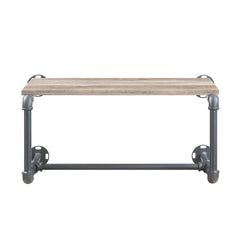 Mankato Oak and Sandy Grey Wall Rack with Shelf