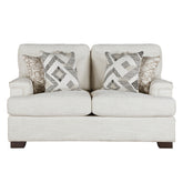 Modern Elegance Comfort Loveseat Cream Chenille Fabric Upholstery Decorative Pillows Solid Wood Living Room Furniture 1pc
