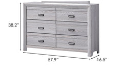 1pc Contemporary Six Drawers Dresser Gray Driftwood Finish Rustic Finish Bedroom Wooden Furniture