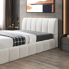 Hilar White Boucle Platform Bed King