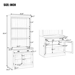 83.4"Tall Bookshelf Suite with LED Lighting, Modern Bookcases with Glass Doors and Drawers,2-Piece Set Storage Bookcase Suite with Open Shelves for Living Room,Home Office,Black