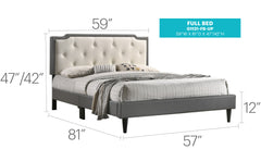 Charming Full Bed With Subtle Light Grey Finish