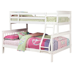 Severington White Wood Twin Over Full Slatted Headboard Bunk Bed