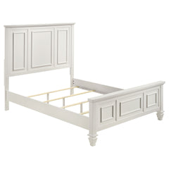 Copper Cream White Wood Queen Panel Bed