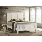 Copper Cream White Wood Queen Panel Bed