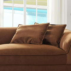 WKS16C Camel sofa, detachable pillowcase, flannel fabric, solid wood frame, high density high rebound sponge filling, Nordic modern style, 4 throw pillows.