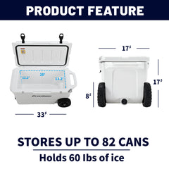 60Qt New White Insulated Box With Wheels