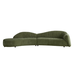 145.67'' Mid-Century Upholstered Comfy Couch with Facing Chaise Left for Livingroom,Bedroom, Apartment, Home Office GREEN