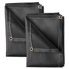 Fire Blankets, 2 Pack Welding Blankets, 8' x 10' Fire Suppression Blanket, 1022°F Flame Retardant Blanket, Black Fire Emergency Blankets, Fiberglass Fire Retardant Blanket with 12 Brass Grommets