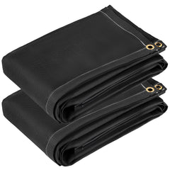Fire Blankets, 2 Pack Welding Blankets, 8' x 10' Fire Suppression Blanket, 1022°F Flame Retardant Blanket, Black Fire Emergency Blankets, Fiberglass Fire Retardant Blanket with 12 Brass Grommets