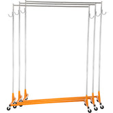Z Rack, Industrial Grade Z Base Garment Rack, Height Adjustable Rolling Z Garment Rack, Sturdy Steel Z Base Clothing Rack w/Lockable Casters, for Home Clothing Store Display Orange (3 Sets)