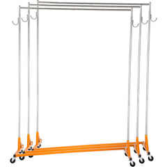 Z Rack, Industrial Grade Z Base Garment Rack, Height Adjustable Rolling Z Garment Rack, Sturdy Steel Z Base Clothing Rack w/Lockable Casters, for Home Clothing Store Display Orange (3 Sets)