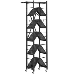 6-Tier Foldable Storage Shelf with Wheels 24 x 12 x 72-inch Metal Shelving