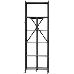 6-Tier Foldable Storage Shelf with Wheels 24 x 12 x 72-inch Metal Shelving