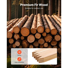 Wooden Garden Stakes, 25 Pcs 36 x 0.5 x1.5 in Survey Grading Stakes, Garden Ground Stake with Sharp Point, Fir Wood Plant Support Stake, Sign Posts for Silt Fence Backyard Boundaries Baselines