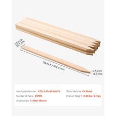 Wooden Garden Stakes, 25 Pcs 36 x 0.5 x1.5 in Survey Grading Stakes, Garden Ground Stake with Sharp Point, Fir Wood Plant Support Stake, Sign Posts for Silt Fence Backyard Boundaries Baselines