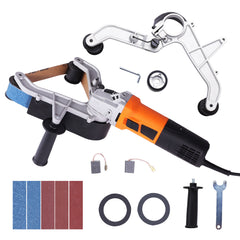 Pipe Tube Polisher Sander, 1000W Pipe Belt Sander with 6 Variable Speeds 1100-3200rpm, Professional Belt Sander Grinding Machine with 100PCS Sanding Belts for Burnishing Finishing Rust Removal
