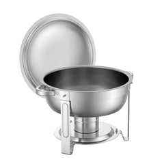 5 Qt 2 Pack Round Chafing Dish Buffet Set Full-Size Pan Stainless Steel Silver