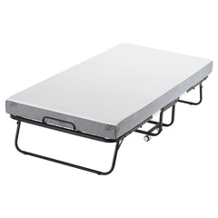 Rollaway Bed, 38 in x 75 in Folding Bed with 5 in Mattress, Twin Size Foldable Bed with Sturdy Metal Frame & Memory Foam Mattress, Portable Twin Roll Away Bed with Mattress, for Adults, Guest