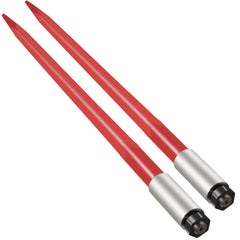 Pair Hay Spear 39" Bale Spear 3000 lbs Capacity, Bale Spike Quick Attach Square Hay Bale Spears 1 3/4", Red Coated Bale Forks, Bale Hay Spike with Hex Nut & Sleeve for Buckets Tractors Loaders