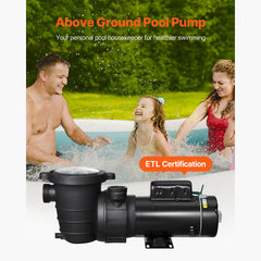 Above Ground Pool Pump 2HP/0.44HP Dual Speed Swimming Pool Pump 118 GPM/57 GPM