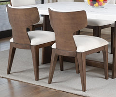 Brown Finish Contemporary Style 2pc Dining Chair Curved Wood Backrest Dining Furniture