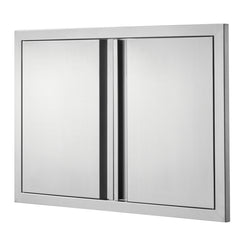 BBQ Access Door, 28W x 19H Inch Double Outdoor Kitchen Door, Stainless Steel Flush Mount Door, Wall Vertical Door with Recessed Handles , for BBQ Island, Grilling Station, Outside Cabinet