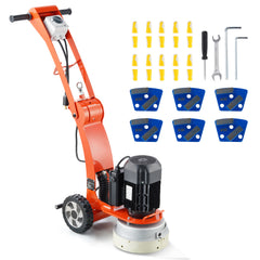 Electric Concrete Floor Grinder 10" Walk-Behind Grinder 1.7HP Concrete Floor Polisher, 1300W Grinding Machine, 1720RPM Upgrade Brushless Motor Surfacing Grinder for Granite/Marble/Stones