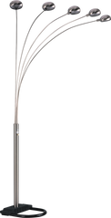 84"H SILVER 5-HEAD CAP STYLE FLOOR LAMP (1PC/CTN) (2.24/33.97)