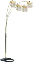 Black 4-SQUARE SHADE CRYSTAL INSPIRED ARCH FLOOR LAMP