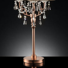 35" Tall Table Lamp "Rosie" w/ Silvery Pink finish and Crystal Accents, Shade