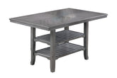Modern Unique 1pc Dining Table 2-Shelves Gray Rubber wood Counter Height Table Dining Room Furniture