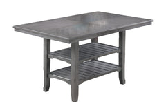 Modern Unique 1pc Dining Table 2-Shelves Gray Rubber wood Counter Height Table Dining Room Furniture